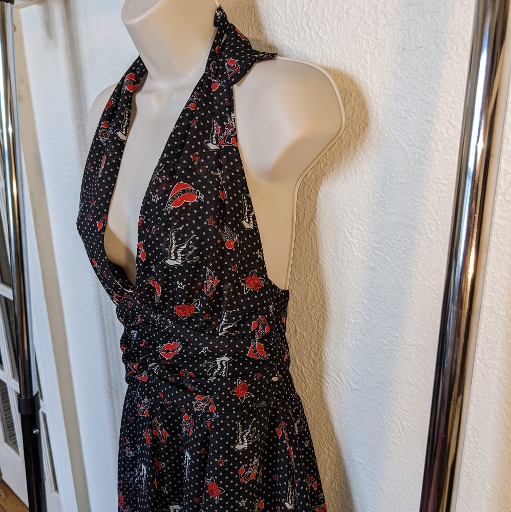 Hell Bunny Black and Red Halter Midi Dress - Picture 7 of 7
